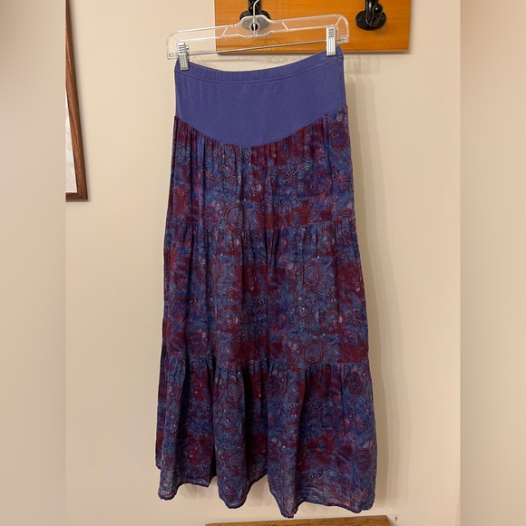 Vintage Free People tiered convertible maxi skirt in tie-dye purple, size XS - Picture 3 of 6